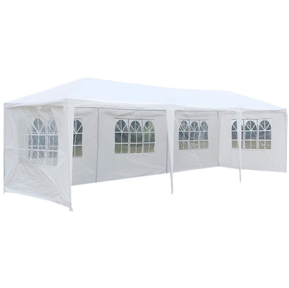 Baštenska tenda 9 × 3 m sa bočnim stranicama – Bela