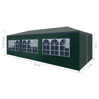 Baštenska tenda 9 × 3 m sa bočnim stranicama – Zelena