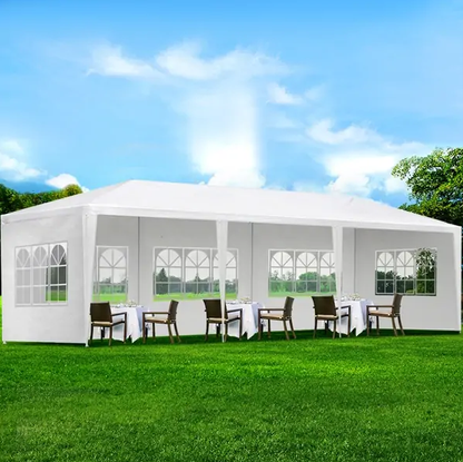 Baštenska tenda 9 × 3 m sa bočnim stranicama – Bela