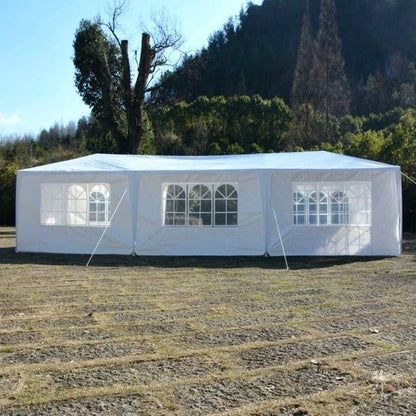 Baštenska tenda 9 × 3 m sa bočnim stranicama – Bela