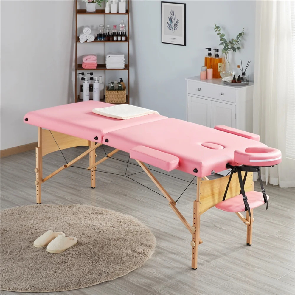 Premium drveni masažni sto 60 cm – Roze