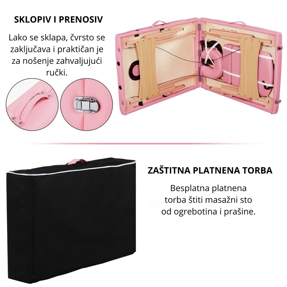 Premium drveni masažni sto 60 cm – Roze