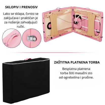 Premium drveni masažni sto 60 cm – Roze