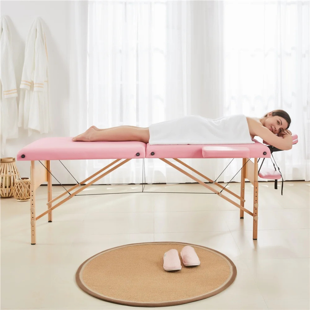 Premium drveni masažni sto 60 cm – Roze