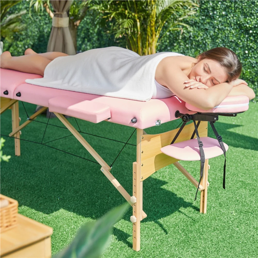 Premium drveni masažni sto 60 cm – Roze