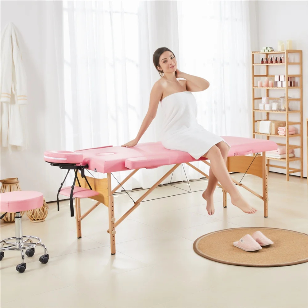 Premium drveni masažni sto 60 cm – Roze