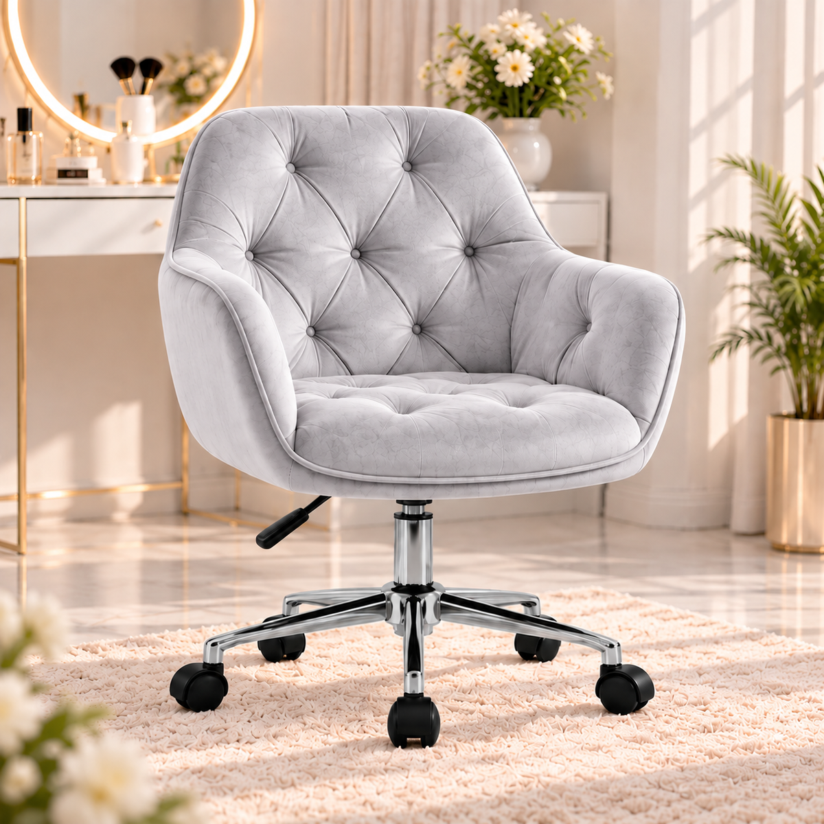 BLOSSOM stolica – premium velur sa srebrnim nogarima