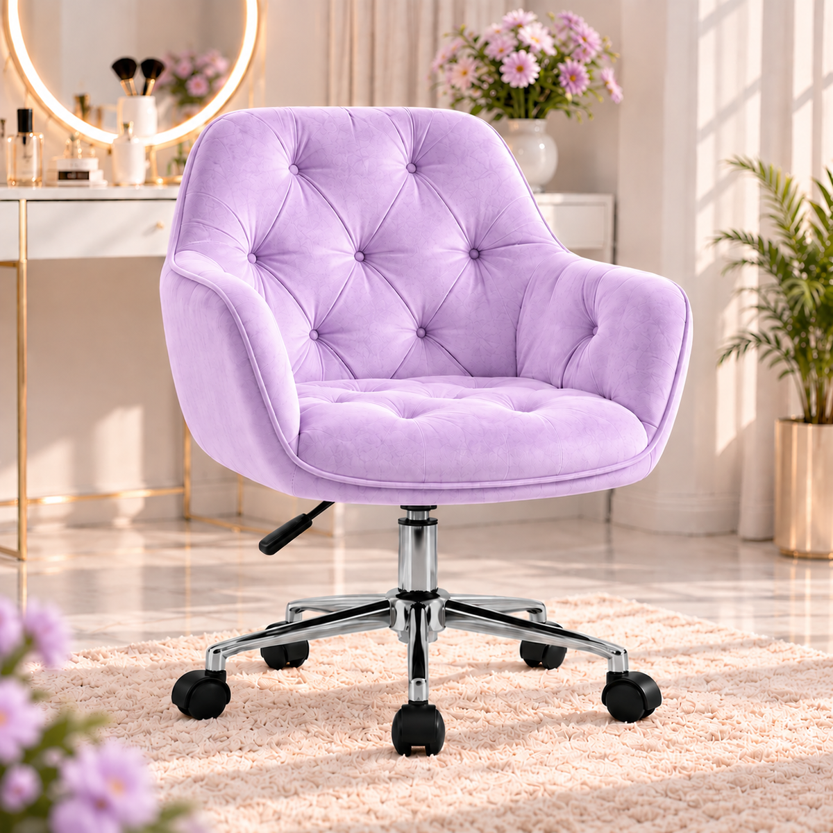 BLOSSOM stolica – premium velur sa srebrnim nogarima