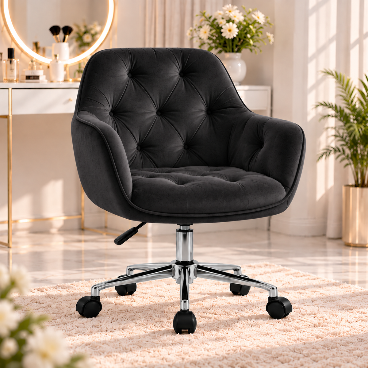 BLOSSOM stolica – premium velur sa srebrnim nogarima