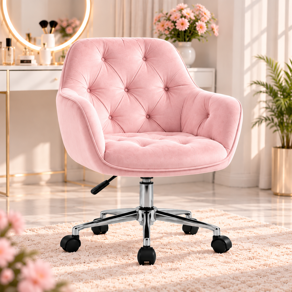 BLOSSOM stolica – premium velur sa srebrnim nogarima