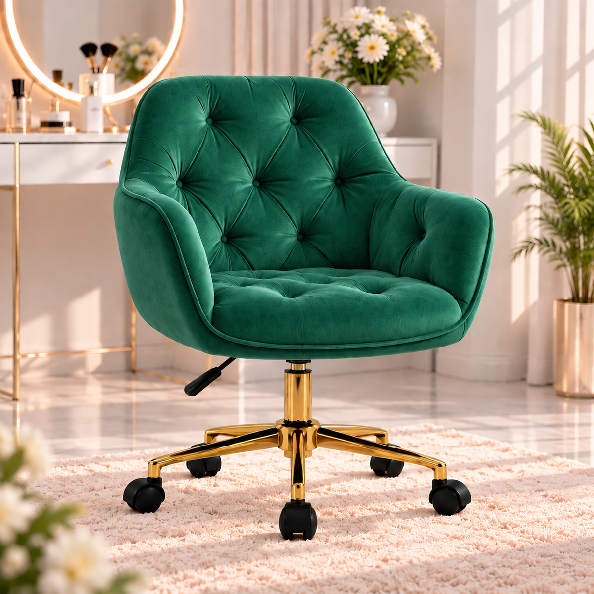 BLOSSOM stolica – premium velur sa zlatnim nogarima