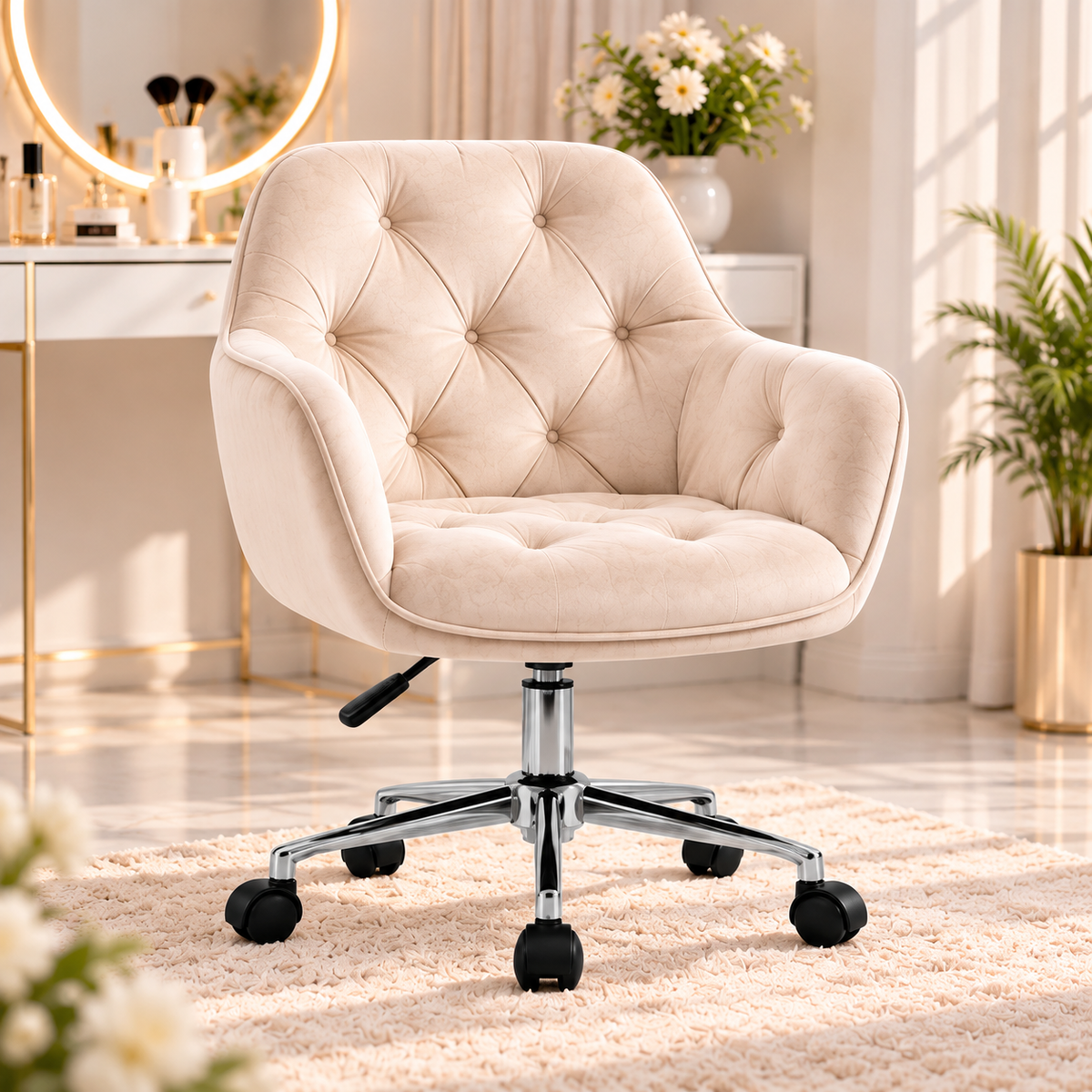 BLOSSOM stolica – premium velur sa srebrnim nogarima