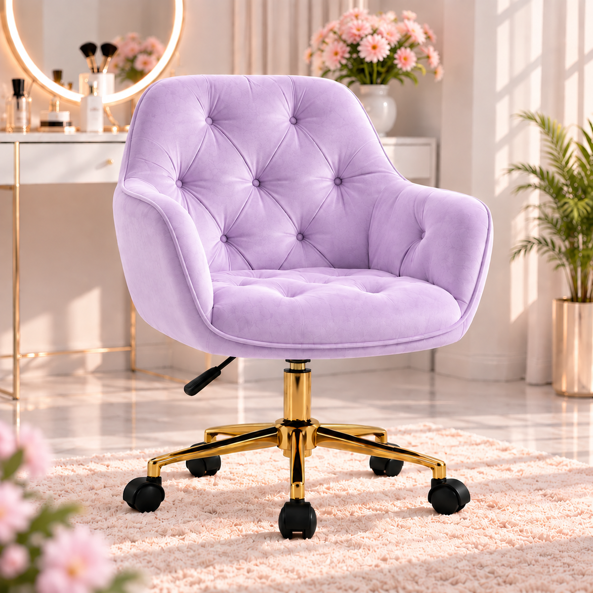 BLOSSOM stolica – premium velur sa zlatnim nogarima