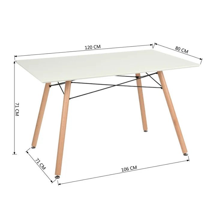 Skandi trpezarijski sto 120 × 80 cm – Crni / Beli
