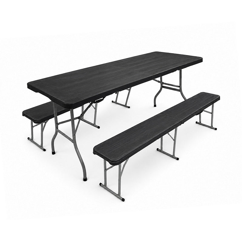 Aga sklopivi baštenski set – Sto + 2 klupe (Crni)