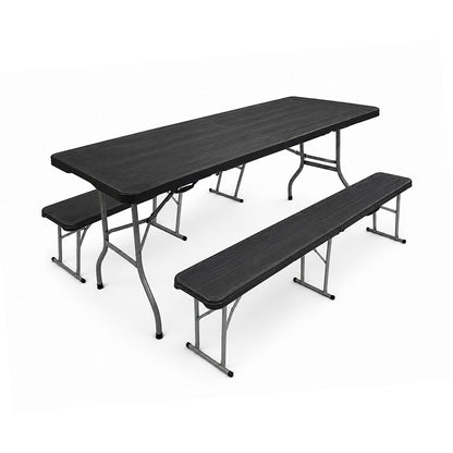 Aga sklopivi baštenski set – Sto + 2 klupe (Crni)